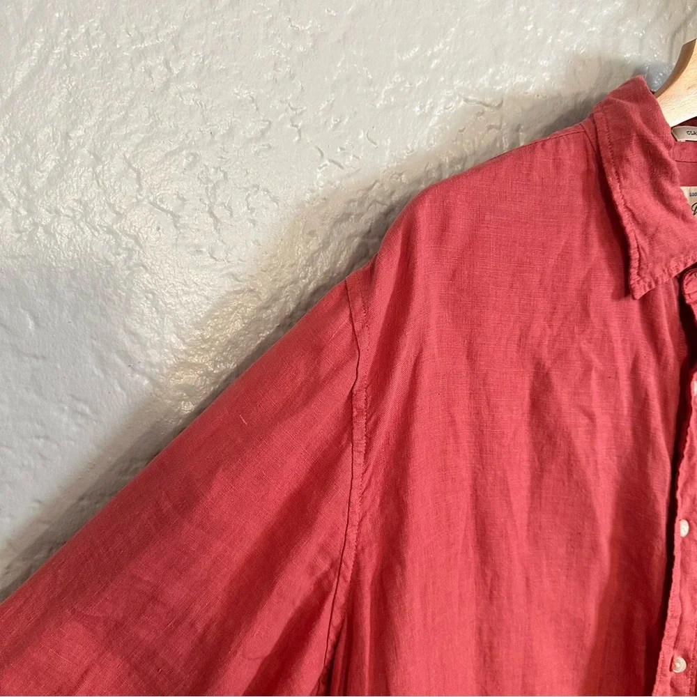 Washed linen shirt with point collar Seasoned Red